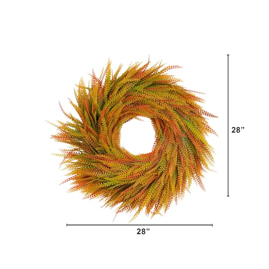 28" UV Artificial Fall Wheat Grass Wreath